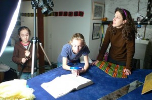 Lynne Sachs and her daughters Maya and Noa create the Abecedarium:NYC Bibliomancy project