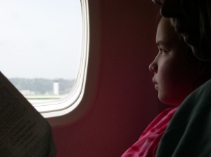 Girl on Plane on Iowa Runway