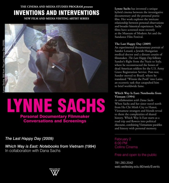 Lynne Sachs Screening and Lecture at Wellesley College