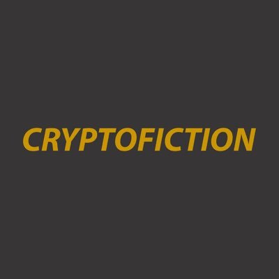 cryptofiction spelled out with yellow text on gray background